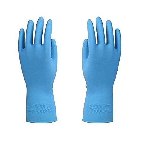 Rubber Blue Hand Gloves, 8 Inch 1 Pair